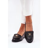 Laura Messi Leather Moccasins With Gold Decoration Black 2927 Cene