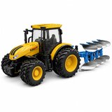  Agricultural Tractor with Multi-furrow Plow Lights Sounds Yellow 1:24 | Shoptok.si