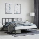 vidaXL Kovinski posteljni okvir z vzglavjem črn 160x200 cm | Shoptok.si