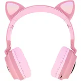 slušalke bluetooth 5.0 cat ear design - roza, (20731549)