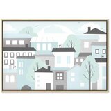  Slika - Colorful Town (1 Part) Wide 90x60 U prirodnom drvenom okviru | shoptok.hr