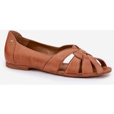 Maciejka Leather Ballet Flats With Open Toes | Shoptok.si