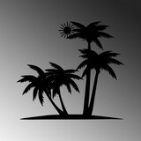 Wallity Zidna dekoracija Palm And The Sun-442, 71x65cm, Crna Cene
