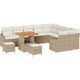  Set od 12 Dijelova Vrtne Sofe s Jastučićima Bež Poli Ratan Akacija | shoptok.hr