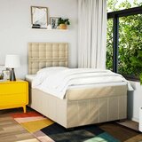  Krevet s oprugama i madracem krem 120 x 200 cm od tkanine | shoptok.hr