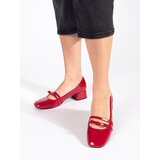 GOODIN Red patent leather pumps with low heels Cene