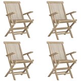  Sklopive vrtne stolice 4 kom sive 56x61x89 cm masivna tikovina | Eponuda.com