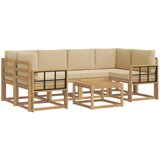 vidaXL Zunanja garnitura za sedenje z blazino 7 pcs Bela in bež, (5000281839) | Shoptok.si