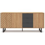 Marckeric Antracit/natur niska komoda u dekoru hrasta 180x80 cm Madona - | shoptok.hr