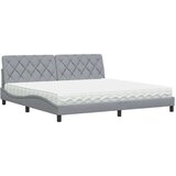  Krevet s madracem svjetlosivi 200 x 200 cm od tkanine | shoptok.hr