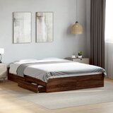 Maison Chic Posteljni okvir - Dvoposteljna postelja - Zakonska postelja s predali rjavi hrast 120x190 cm inž. les, (21696140) | Shoptok.si