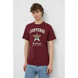 Converse Bombažna kratka majica bordo barva