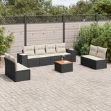 vidaXL 9-dijelni set vrtnih sofa s jastucima crni od poliratana | shoptok.hr