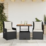 vidaXL Bistro garnitura 3-delna z blazinami črn poli ratan Cene