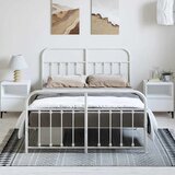  Metalni okvir kreveta uzglavlje i podnožje bijeli 150 x 200 cm | Eponuda.ba