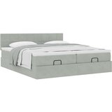 vidaXL Otomanski posteljni okvir z vzmetnicami siv 180x200cm žamet | Shoptok.si