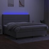  Krevet box spring s madracem LED svjetlosivi 200x200 cm tkanina | shoptok.hr