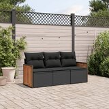 Maison Chic Seti vrtnega pohištva - Vrtna garnitura - Vrtni pohištvo set 3-delna z blazinami črn poli ratan, (21816621) | Shoptok.si