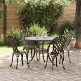 vidaXL 5-delna vrtna jedilna garnitura - Bronasti litje aluminij | Shoptok.si