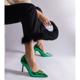 Gemre Green patent stilettos embellished with rhinestones Almana | ePonuda.com