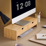 SoBuy stojalo za monitor pisalni organizator z 2 predaloma v barvi lesa v skandinavskem slogu, (20815125) | Shoptok.si
