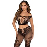 Leg Avenue CROP TOP AND FISHNET LEGGING WITH BARE SHOULDERS BLACK | Shoptok.si