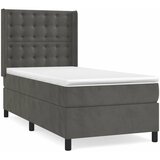Box spring krevet s madracem tamnosivi 90x200 cm baršunasti | shoptok.hr
