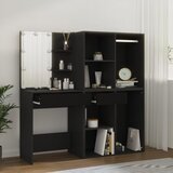 vidaXL LED toaletna mizica z omaricami črn inženirski les | Shoptok.si