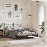  The Living Store Kovinski posteljni okvir z vzglavjem in vznožjem črn 140x190 cm - Posteljni Okvir, (21528060) | Shoptok.si