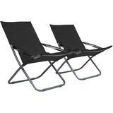 The Living Store Zložljivi stoli za na plažo 2 kosa iz blaga črni - Zložljiv Stol Za Na Plažo, (21485429) | Shoptok.si