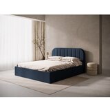Micadoni Temno modra oblazinjena zakonska postelja s prostorom za shranjevanje/brez vzglavja z letvenim dnom 160x200 cm Susan – | Shoptok.si