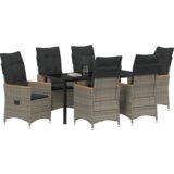  7-delni vrtni jedilni set s blazinami sivi poly ratan | Shoptok.si
