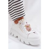 CheBello Leather Sneakers With Decorative Pineapple Brooch 4651 White | Shoptok.si
