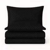 Crna posteljina za krevet za jednu osobu od renforce pamuka 140x200 cm Checkered –