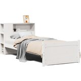 vidaXL Knjižna postelja brez vzmetnice bela 100x200 cm trdna borovina, (5000022835) Cene