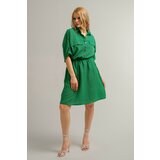 armonika Women's Green Bat Sleeve Pocket Elastic Waist Dress Cene