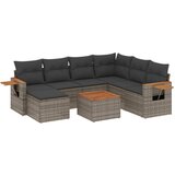 Maison Chic Seti vrtnega pohištva - Vrtna garnitura - Vrtni pohištvo set 8-delna z blazinami siv poli ratan, (21800831) | Shoptok.si