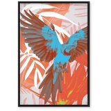  Slika - Exotic Wings - Parrot Among Abstract Leaf Patterns 60x90 U crnom drvenom okviru | shoptok.hr