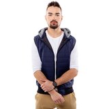 Glano Men's Quilted Vest with Hood - navy Cene'.'