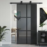 vidaXL Drsna vrata črna 102,5x205 cm kaljeno steklo in aluminij Cene