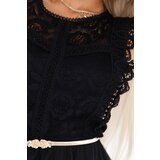 numoco basic 454-5 GRETA lace dress with tulle skirt and gold belt - black | shoptok.hr
