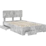  Krevetna konstrukcija s ladicama Betonski sivi 135 x 190 cm Siva 190 x 138 x 90 cm | shoptok.hr