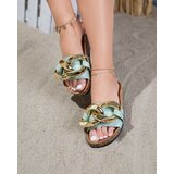 Resti Women's green slippers with decoration at Fixci- Footwear | Shoptok.si