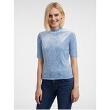 Orsay Light Blue Women's Patterned Velvet Top - Women's Cijene