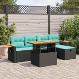 vidaXL 6-dijelni set vrtnih sofa s jastucima crni od poliratana bagrem | shoptok.hr