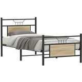 vidaXL Posteljni okvir brez vzmetnice hrast 90x200 cm inženirski les | Shoptok.si