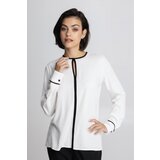 Legendww elegantna bela bluza sa crnim ivicama i diskretnim prorezom | ePonuda.com