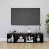 Furnova TV omarice 4 kosi visok sijaj črne 37x35x37 cm iverna plošča, (21923148) Cene