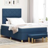vidaXL Box Spring Postelja z Vzmetnico & Klopejo Modra 120x190 cm Tkanina, (22080785) | Shoptok.si
