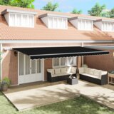 vidaXL Ročna Retraktibilna Tenda z LED Črna 600x300 cm, Menjalno Blago za Tendo 6x3 m Črna | Shoptok.si